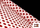 Tissu Blanc à Pois Rouges pour Vêtements Flamenco