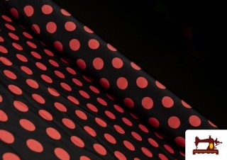 Tissu Noir à Pois Rouges pour Vêtements Flamenco Tissu Noir à Pois Rouges pour Vêtements Flamenco