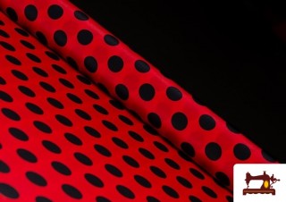 Tissu Rouge à Pois Noirs pour Vêtements Flamenco Tissu Rouge à Pois Noirs pour Vêtements Flamenco