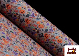 Tissu de Halloween avec Sorcières et Citrouilles Tissu de Halloween avec Sorcières et Citrouilles