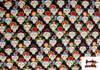 Vente de Tissu avec Têtes de Mort Mexicaines