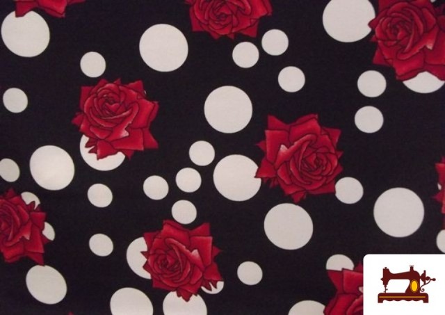 Tissu Imprimé Roses et Pois pour Vêtements Flamenco