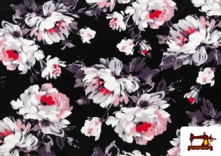 Tissu Imprimé Fleurs Flamenco couleur Gris Tissu Imprimé Fleurs Flamenco couleur Gris
