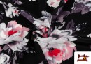 Vente de Tissu Imprimé Fleurs Flamenco couleur Gris