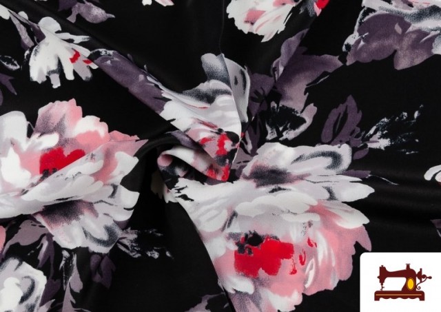 Vente de Tissu Imprimé Fleurs Flamenco couleur Gris