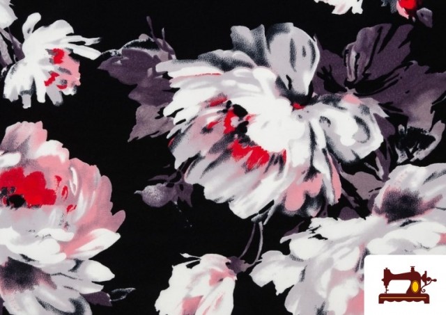 Vente en ligne de Tissu Imprimé Fleurs Flamenco couleur Gris