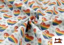 Acheter en ligne Tissu Popeline en Coton Imprimé avec Coeurs LGTBI