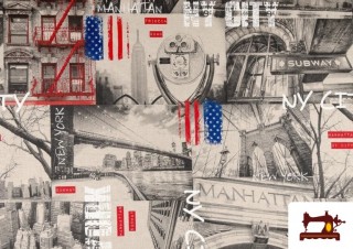 Acheter Tissu en Canvas Imprimé avec Motifs de New York Acheter Tissu en Canvas Imprimé avec Motifs de New York