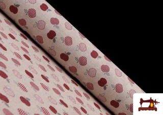 Tissu en Canvas Anti-Tâches Imprimé avec Dessin de Pommes Tissu en Canvas Anti-Tâches Imprimé avec Dessin de Pommes