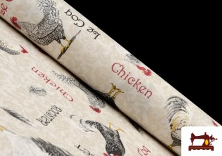 Tissu Imprimé Coqs avec Traitement Anti-Tâches Tissu Imprimé Coqs avec Traitement Anti-Tâches
