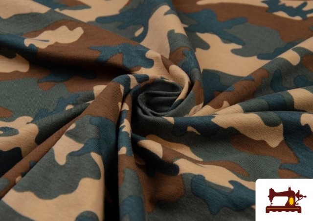 Acheter en ligne Tissu de Tee-Shirt avec Imprimé Militaire de Couleurs couleur Vert