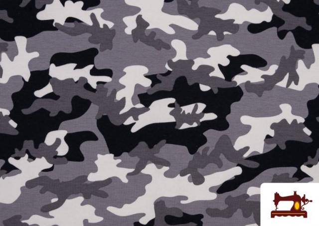 Vente en ligne de Tissu de Tee-Shirt avec Imprimé Militaire de Couleurs couleur Gris