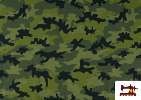 Acheter en ligne Tissu de Tee-Shirt avec Imprimé Militaire de Couleurs couleur Vert Bouteille