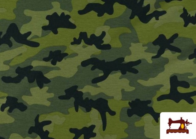 Vente en ligne de Tissu de Tee-Shirt avec Imprimé Militaire de Couleurs couleur Vert Bouteille