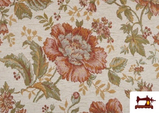 Acheter en ligne Tissu pour Tapisserie en Coton de Cretonne Chenille avec Fleurs