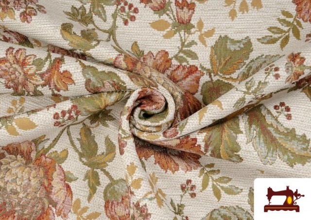 Vente en ligne de Tissu pour Tapisserie en Coton de Cretonne Chenille avec Fleurs
