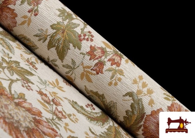 Tissu pour Tapisserie en Coton de Cretonne Chenille avec Fleurs