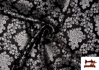 Tissu Brocart Médaillon Jacquard Argenté Tissu Brocart Médaillon Jacquard Argenté