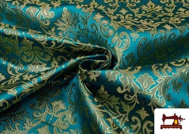 Tissu en Jacquard pour Vêtements Medievaux Économique couleur Bleu turquoise