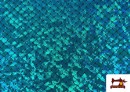 Vente de Tissu en Lycra Imitation Écailles de Poisson couleur Bleu turquoise