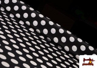 Tissu à Pois Blancs et Fond Noir Tissu à Pois Blancs et Fond Noir