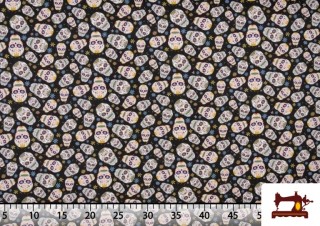 Acheter en ligne Tissu avec Têtes de Morts Mexicaines couleur Noir Acheter en ligne Tissu avec Têtes de Morts Mexicaines couleur Noir