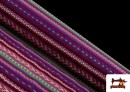 Tissu à Rayures Multicolores pour Décoration couleur Violet foncé