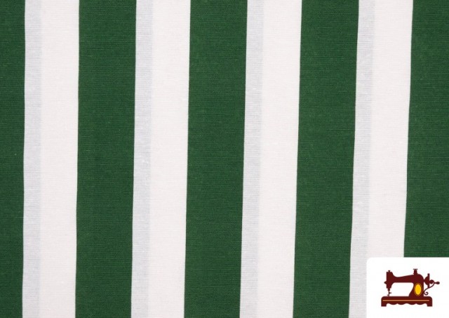 Acheter en ligne Tissu de Canvas avec Rayures Larges Noires et Blanches couleur Vert