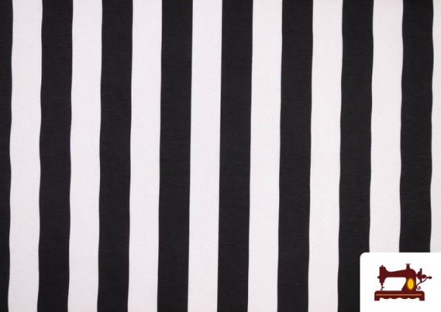 Vente en ligne de Tissu de Canvas avec Rayures Larges Noires et Blanches couleur Noir