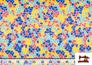 Tissu Fantaisie Multicolore Imprimé Style Gaudi