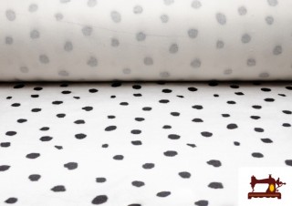 Tissu à Poil Blanc avec Détails Tâches Noires Tissu à Poil Blanc avec Détails Tâches Noires