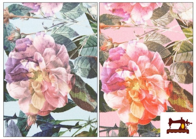 Tissu en Coton avec Imprimé Floral Multicolore