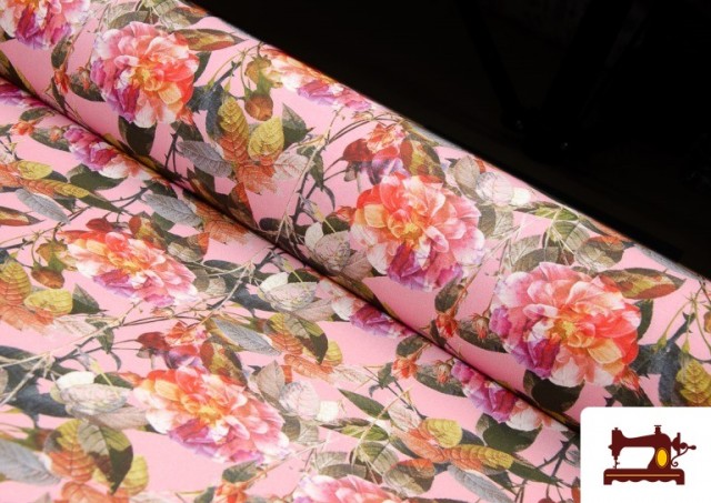 Acheter Tissu en Coton avec Imprimé Floral Multicolore couleur Rose avec Nuances