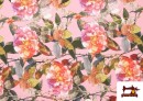 Acheter en ligne Tissu en Coton avec Imprimé Floral Multicolore couleur Rose avec Nuances