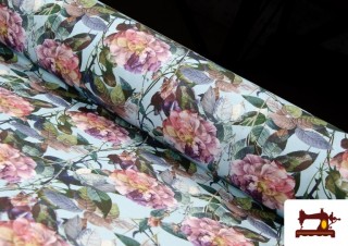 Acheter Tissu en Coton avec Imprimé Floral Multicolore couleur Bleu turquoise Acheter Tissu en Coton avec Imprimé Floral Multicolore couleur Bleu turquoise