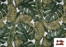 Tissu Jacquard en Gobelin avec Imprimé Tropical couleur Vert