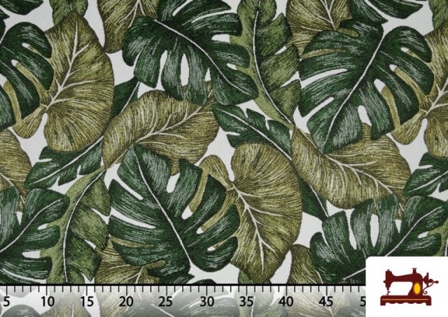 Vente de Tissu Jacquard en Gobelin avec Imprimé Tropical couleur Vert