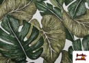 Acheter en ligne Tissu Jacquard en Gobelin avec Imprimé Tropical couleur Vert