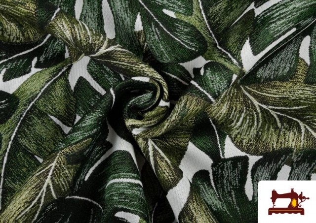 Vente en ligne de Tissu Jacquard en Gobelin avec Imprimé Tropical couleur Vert