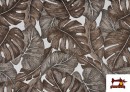 Tissu Jacquard en Gobelin avec Imprimé Tropical couleur Brun
