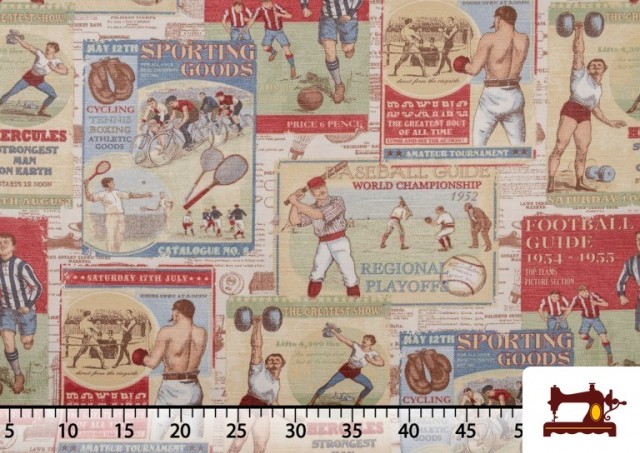 Vente de Tissu en Canvas Imprimé avec Publicité Sportive Vintage