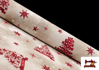 Tissu en Canvas Imprimé avec Dessin de Noël