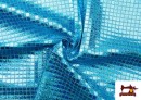 Vente en ligne de Tissu avec Pailletes à Carreaux Effet Hologramme couleur Bleu
