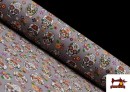 Vente en ligne de Tissu en Coton Imprimé avec Têtes de Mort Katrina couleur Gris