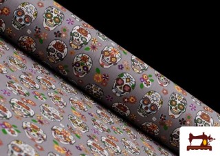 Vente en ligne de Tissu en Coton Imprimé avec Têtes de Mort Katrina couleur Gris Vente en ligne de Tissu en Coton Imprimé avec Têtes de Mort Katrina couleur Gris