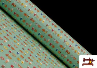 Tissu Popeline Imprimé avec Croissants, Donuths, Chocolat
