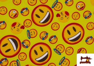 Tissu en Stretch Imprimé avec Émoticônes