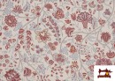 Vente de Tissu en Canvas Imprimé avec Fleurs Sauvages couleur Rose avec Nuances