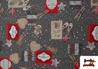 Tissu en Canvas avec Imprimé de Noël