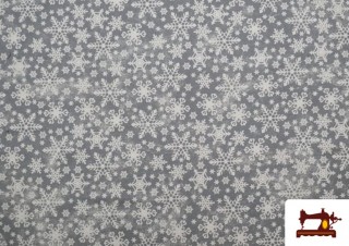 Tissu en Canvas Imprimé avec Flocons de Neige couleur Gris Tissu en Canvas Imprimé avec Flocons de Neige couleur Gris